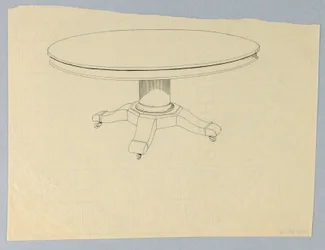 Design for et rundt bord på støpt sokkel