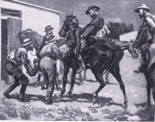 Esaus forsøker å rømme, fra After Pretoria: The Guerilla War utgitt av Harmsworth Bros Limited, 1901