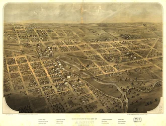 Fugleperspektiv over byen Albion, Calhoun County, Michigan. LOK 73693419