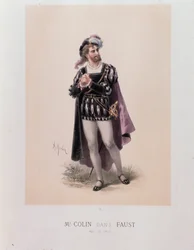 Monsieur Colin i rollen som Faust, opera av Charles Gounod (litografi