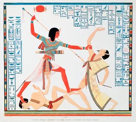 Andre scene på den sørlige veggen av det indre av Det store tempelet i Abu Simbel, 1888