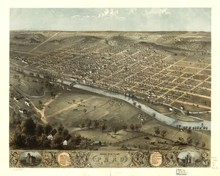 Fugleperspektiv av byen Peru, Miami Co., Indiana 1868. LOC 73693386