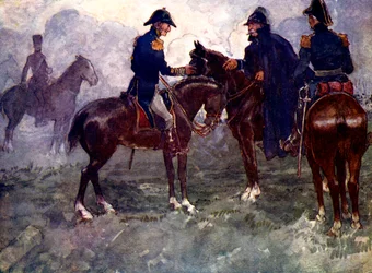 Ikke før etter slaget møttes Blucher og Wellington, 1815, 1905