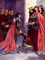 Kongen slo Den svarte prinsen til ridder av Hosebåndsordenen, 1348, 1905