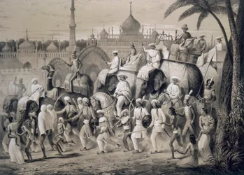 Lucknow, hovedgaten, fra "Voyages in India", 1859.