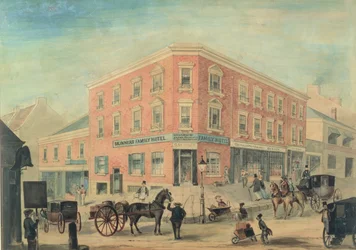 Corner of George and Hunter Streets, Sydney, 1849 (wc)
