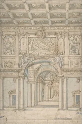 Studie av interiøret til Santa Maria Maggiore i Roma, 1621-46.