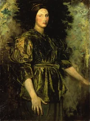 Kvinne i grønn fløyel, 1918