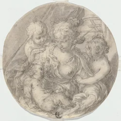 Madonnaen med Kristusbarnet, med spedbarnet døperen Johannes og et annet barn (Caritas)
