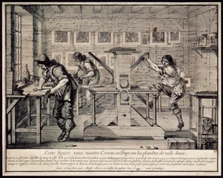 En gravørs verksted, 1642.