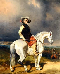 Cavalier on a White Horse (olje på lerret)