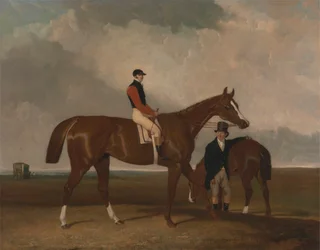 'Elis' på Doncaster, Ridden av John Day, med varebilen sin i bakgrunnen