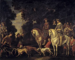 Villsvinjakt. Maleri av Abraham Hondius (1625–1695).