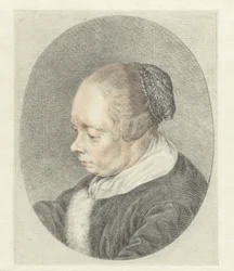 The Spinster (detalj av kvinnens hode)