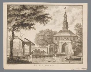 Utsikt over Zijlpoort i Leiden De Zyl Poort (tittel på objekt)