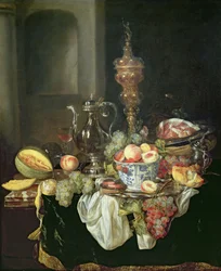 Stilleben: Bankettstykke (olje på panel)