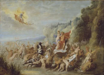 Neptun og amfitritt, av Diepenbeeck, Abraham, van (1596-1675). Olje på tre. Mål: 69x96 cm. Nationalmuseum Stockholm