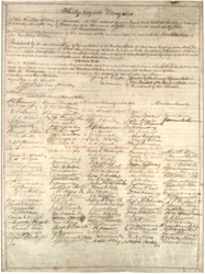 Kongressens eksemplar av resolusjonen om det trettende tillegget, 1. februar 1865 (blekk på vellum)
