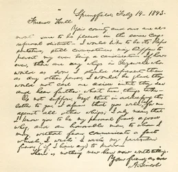 Brev fra Abraham Lincoln til Alden Hall, datert 14. februar 1843