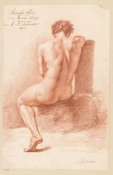 Sittende naken mann, sett fra baksiden (2. pris 1812)