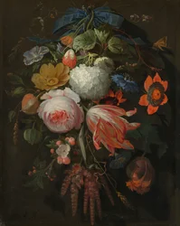 En hengende blomsterbukett, sannsynligvis 16651670.