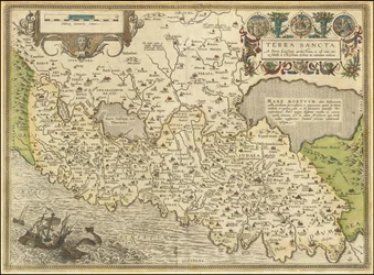 Kart fra 1584 - Det hellige land, oppmålt av Peter Laicstain, og tegnet fra munnen hans og fra ark av Christian Schrot