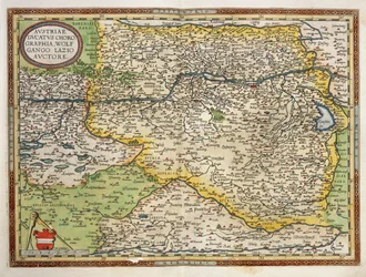 Kart over Østerrike, fra Theatrum Orbis Terrarum av Abraham Ortelius