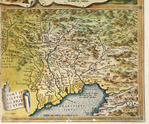Kart over Friuli Venezia Giulia-regionen, fra Theatrum Orbis Terrarum av Abraham Ortelius