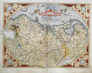 Kart over Nederland, fra World Theatre av Abraham Ortelius