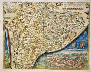 Kart over bispedømmet Salzburg, Østerrike, fra Theatrum Orbis Terrarum av Abraham Ortelius