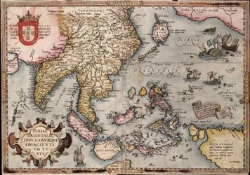 Kart over Øst-India av Ortelius, ca. 1570 (farget gravering)