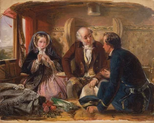 Første klasse – Møtet. "Og ved første møte elsket." [1854, Royal Academy of Arts, London, utstillingskatalog]