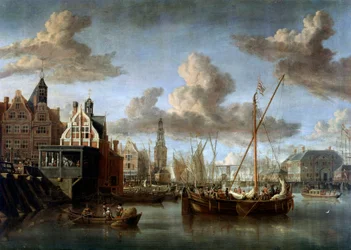 Havnen i Amsterdam-maleri av Abraham Storck (1635-1710)