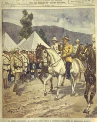 Forsideillustrasjon av general Cronje som overga seg til marskalk Roberts under Anglo-Zulu og Anglo-Boer Wars 1850-1902