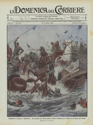 Squadron of Montebello spydarmen krasjet inn i Ticino nær Somma Lombardo på grunn av brudd på en midlertidig bro