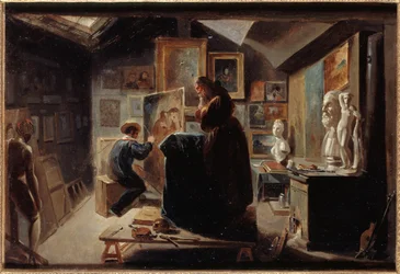Modellens positur, ca. 1838 (olje på papir på lerret)