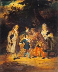Voltaire (1694–1778) ønsker Franklin (1706–1790) og nevøen hans velkommen