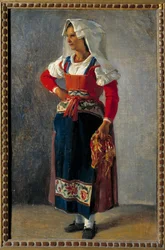 Portrett av en bonde i nærheten av Roma Maleri av Achille Michallon (1796-1822) 1800-tallets søn. 0,36x0,25 m