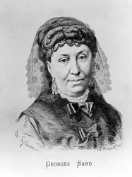 Portrett av George Sand (Aurore Dupin, Baronne Dudevant) (1804-1876) av A. Gilbern