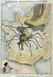 Frimureriet er fienden (edderkopp spinner sitt nett over Frankrike) - i „Le Pèlerin“ av 28/04/1907