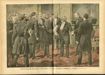 Illustrasjon av Achille Lemot (1846-1909) i Le Pelerin, 28/01/06 - Valg, republikkens president - Fallieres Armand (1841-1931)