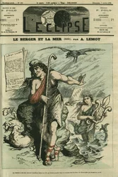 Shepherd and the Sea illustrerer en fabel som erstatter tegneserien av Gill "The Frogs Who Ask for a King"" forbudt av sensur. Omslag i "" L
