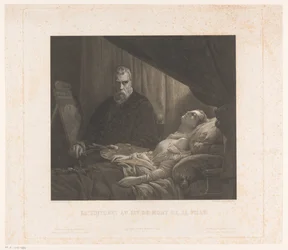 Il Tintoretto skildrer datteren hans på dødsleiet Le Tintoret au lit de mort de sa fille (tittel på objekt)
