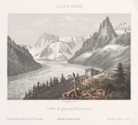 Utsikt over Le Chapeau ved Mer-de-Glace-breen Le Chapeau (tittel på objekt) Minne om Chamonix-Mont-Blanc (serietittel) Museum du Mont-Blanc (serietittel på objekt)