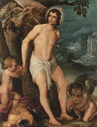 Saint Sebastian attended by angels (oil on copper)   1426667   no       norwegian Successfully Translated  Original: Stage Design, Group of Temple Buildings Translat: Jahangir, 17th century. 1206396 no norwegian Successfully Translated Original: Le Charge 
