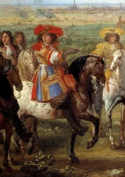 Kong Ludvig XIV før priorinnen til Fives ved setet i Lille i august 1667 Detalj som representerer kongen. Maleri av Adam Van der Meulen (1632-1690) (ec.flam.) 1667 søn. 0,52x0,8 m