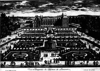 Chateau de la Rochefoucauld i Liancourt; tegning av Perelle.