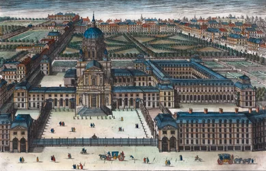 Det kongelige klosteret i Val-de-Grace (Val de Grace) som Anne av Østerrike, dronning av Frankrike, bygde - Gravering 1660 av Adam Perelle (1640-1695)