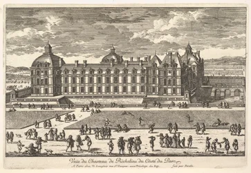 Utsikt over Château de Richelieu fra siden av parken, 1600-tallet.