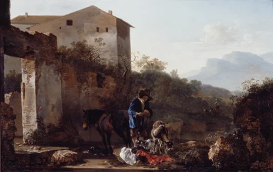 Landskap med en geitegjeter, ca. 1650 (olje på panel)